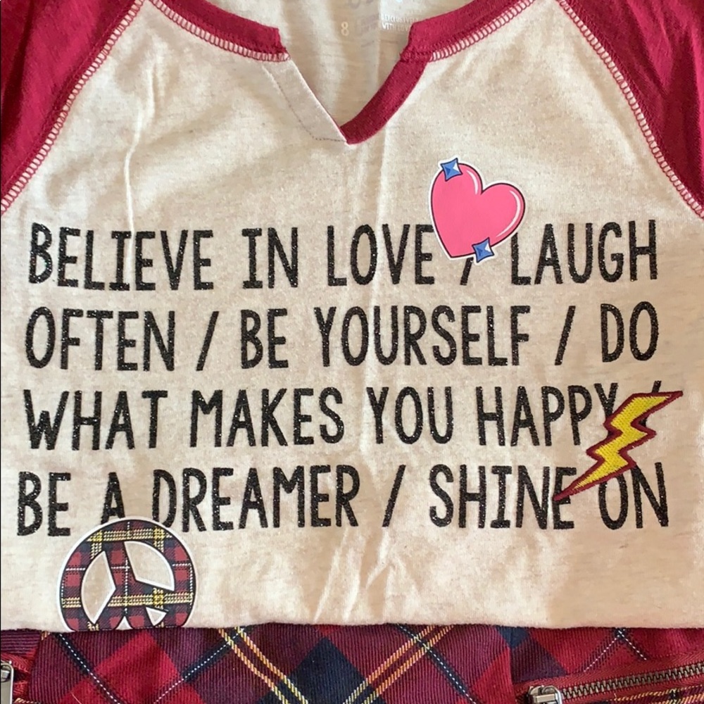 Justice girls plaid skirt and shirt